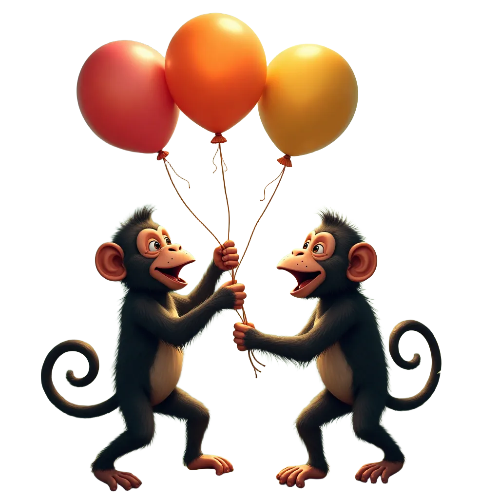 Playful Monkeys with Balloons